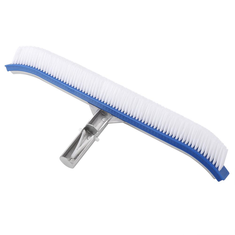 18 Inch Outdoor Pool Wall Brush Swimming Pool Cleaning Tool Aluminum Handle for Pond Spa Hot Spring Pools Algae Remover Scrubber - Blue & silver