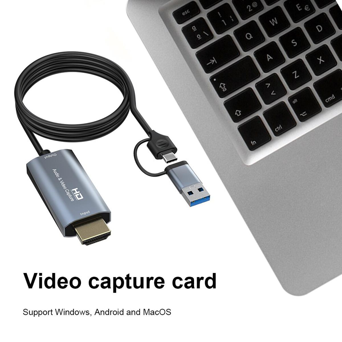 Type C Video Capture Card HDMI-compatible Video Grabber Portable 4K Video Capture Card HD 1080P for Live Streaming Video Record
