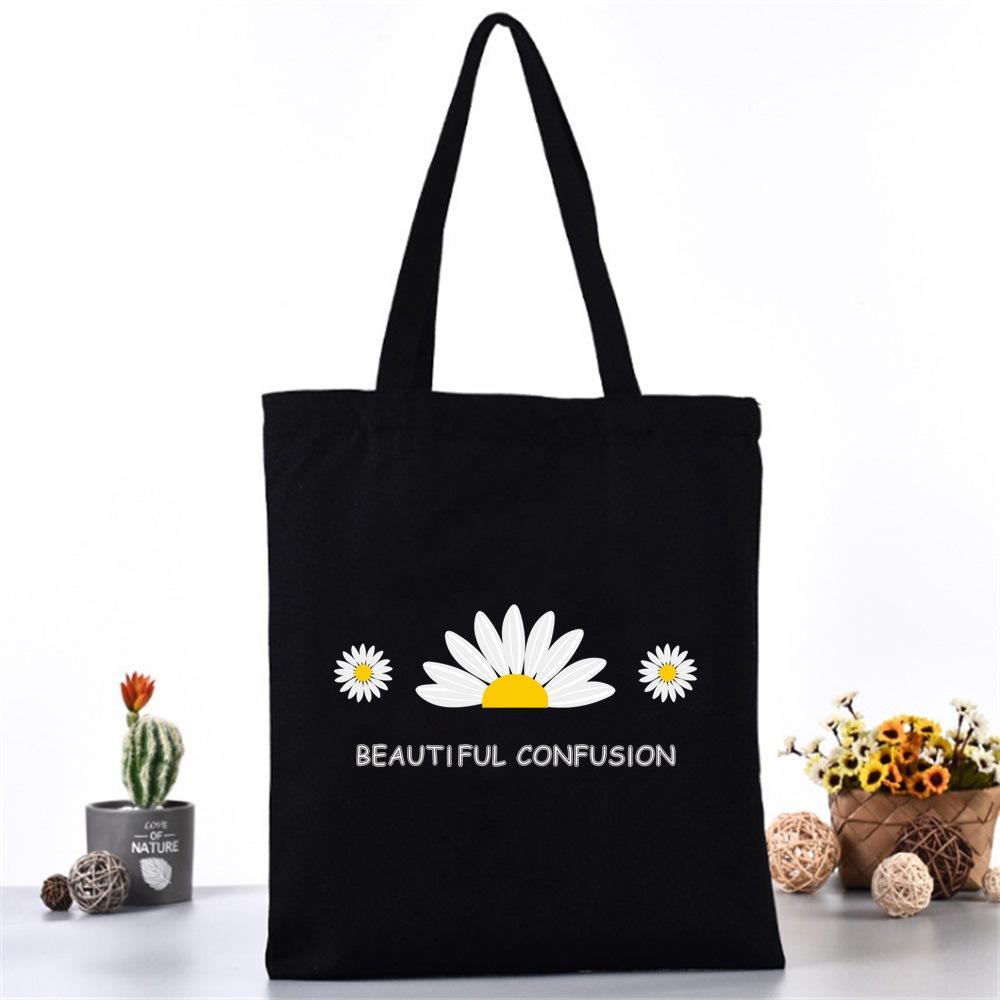 Versatile Shoulder Bag Multi-functional Handbag Canvas Shoulder Bag Daisy Print Handbag Printed Tote Bag. 