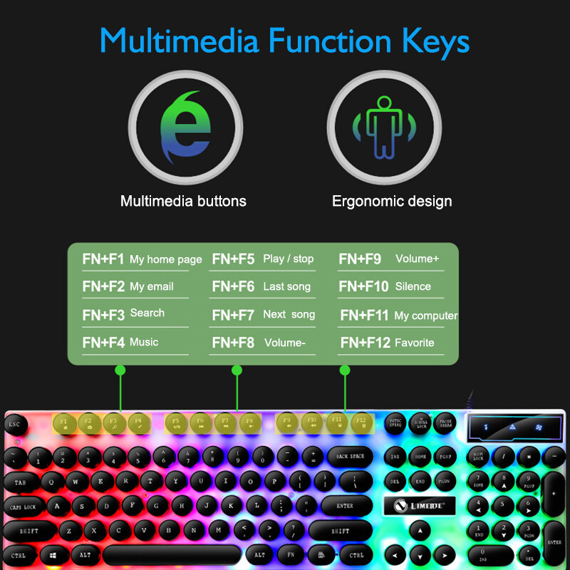 【Free Gift】GTX3000 Backlit Gaming Keyboard Mouse Combo Mechanical Feel Computer Gaming Set LED Backlight USB Keyboard Mouse Set Backlit Full Size 键盘 鼠标 Papan Kekunci Wire Tetikus Win XP/7/8/10 For PC/Laptop. 