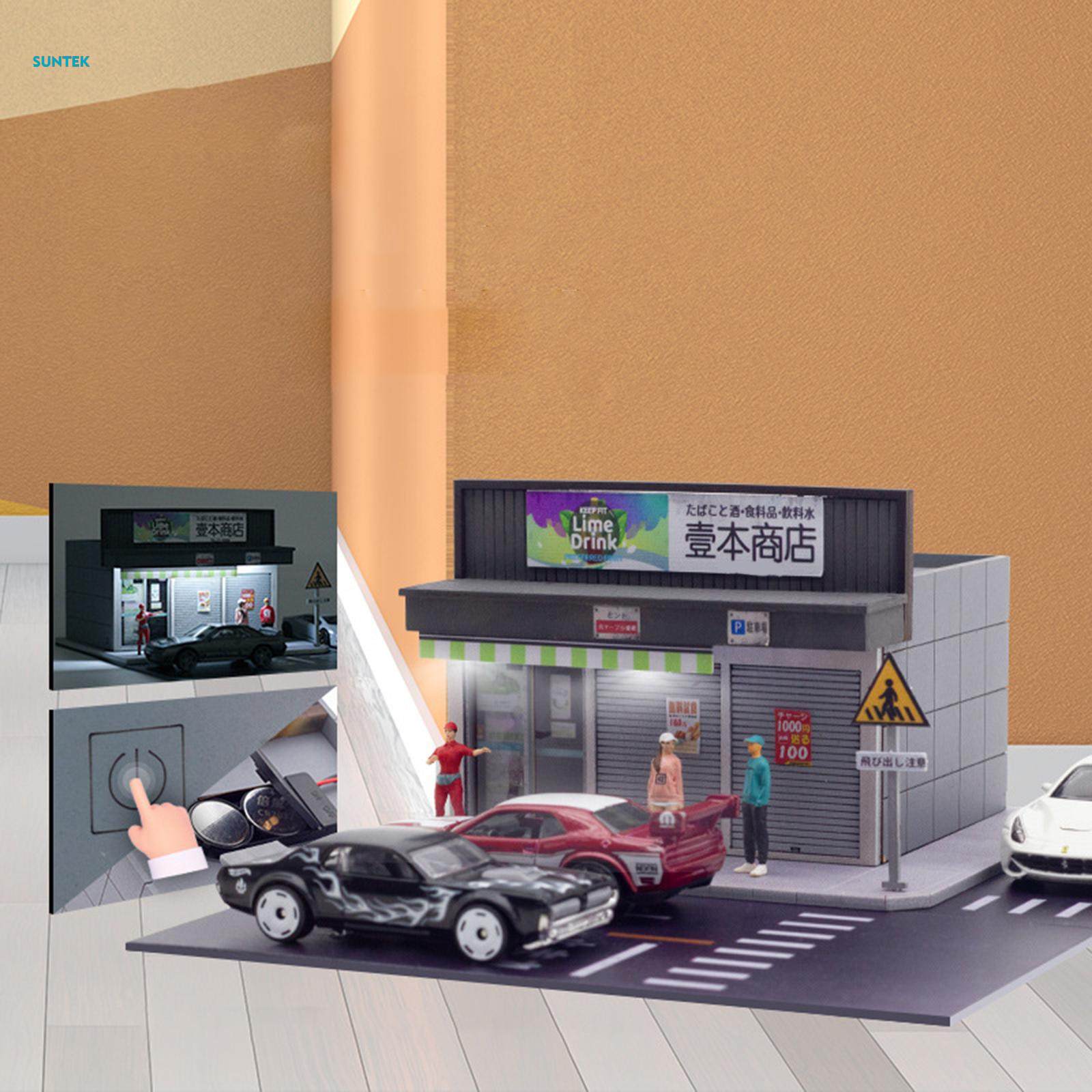 1/64 Scene Street Backdrop Background Collection Scenery Decoration Street Corner Shops for Scale Figures Dolls Character Layout Diorama. 
