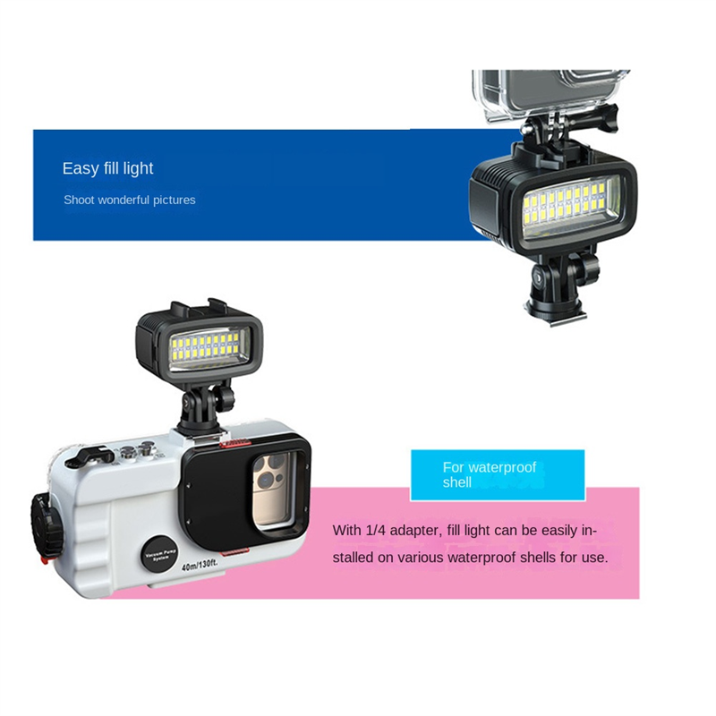 40M Waterproof Underwater Diving Fill Light LED Video Light for Gopro Hero 10 9 8 Action Camera. 