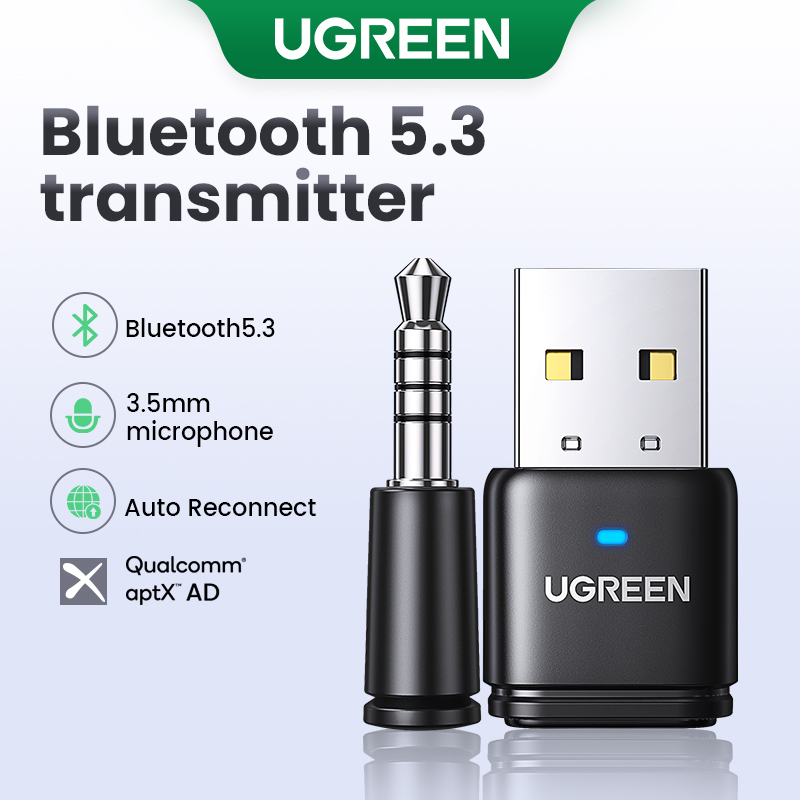 UGREEN USB Bluetooth 5.3 Transmitters APTX HD 3.5mm Audio Adapter Plug and Play for PS4 PS5 Switch Gaming Mac