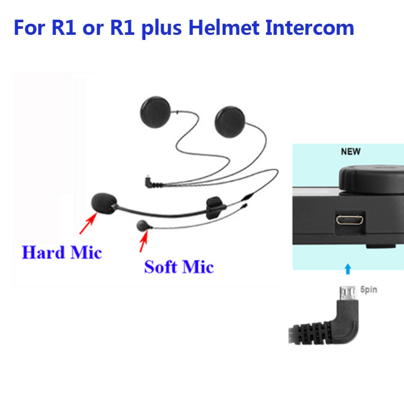FreedConn Original Accessories Hard/Soft Microphone 5 Pin Clip for R1 R1-PLUS Full/Open Face Helmet Intercom Headset. 