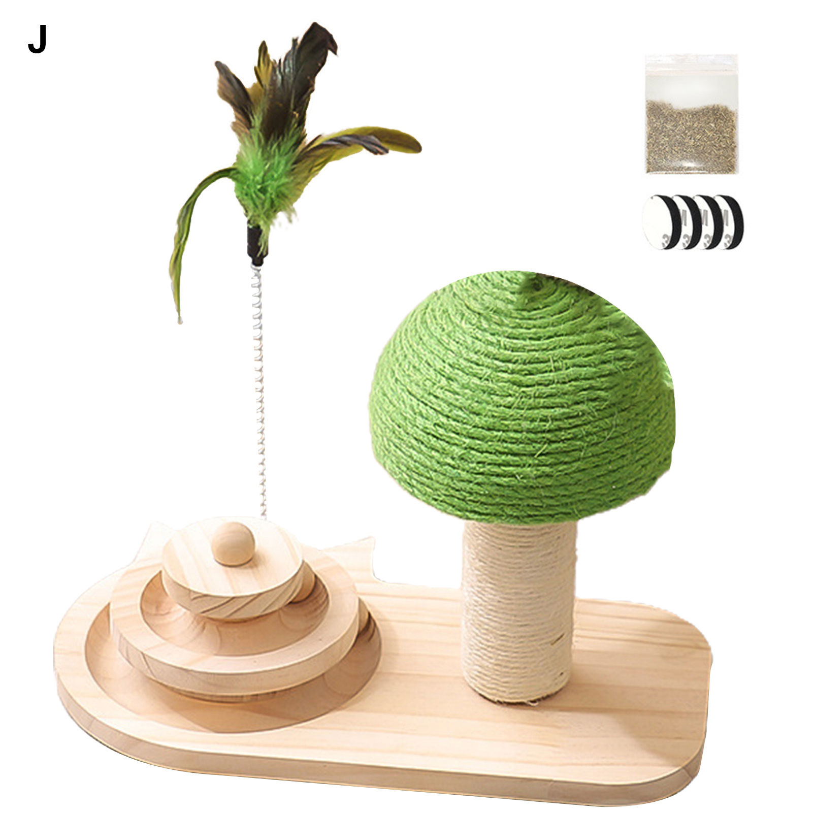 1 Set Pet Turntable Toy Smooth Edges Anti-scratch Wood Pet Kitten Beads Turntable Feather Toy Pet Accessories. 