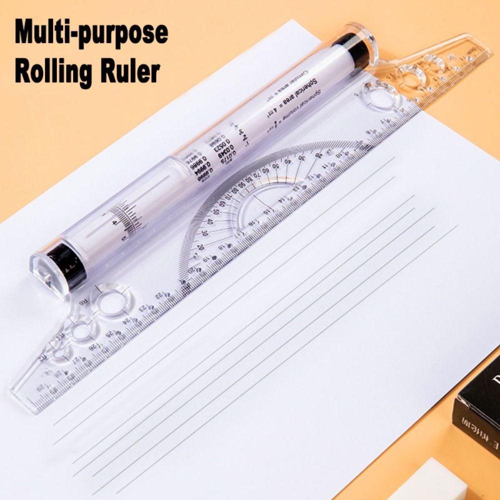 Transparent Parallel Roller Ruler Multi Function 15/30CM Plastic Stationery Scale Angle Balance Ruler Architectural Amour zii