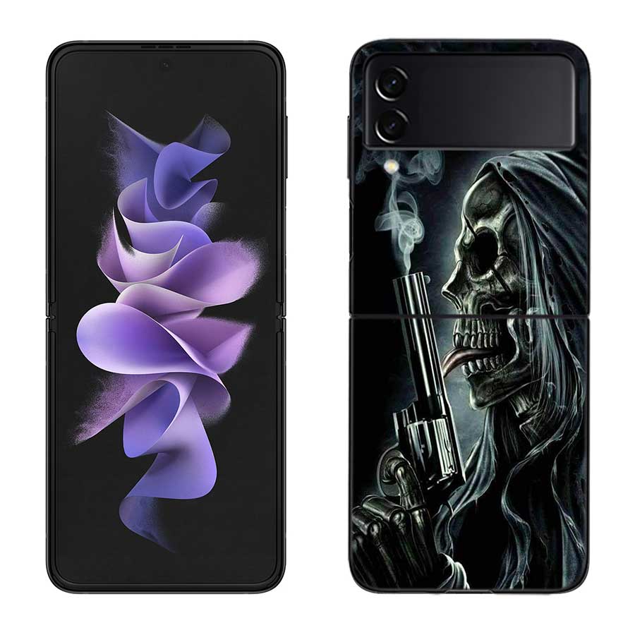 Grim Reaper Skull Skeleton Case for Samsung Galaxy Z Flip 3 Flip 5 4 5G Black Hard Cell Phone Cover Samsung Z Flip 5 5G Luxury P