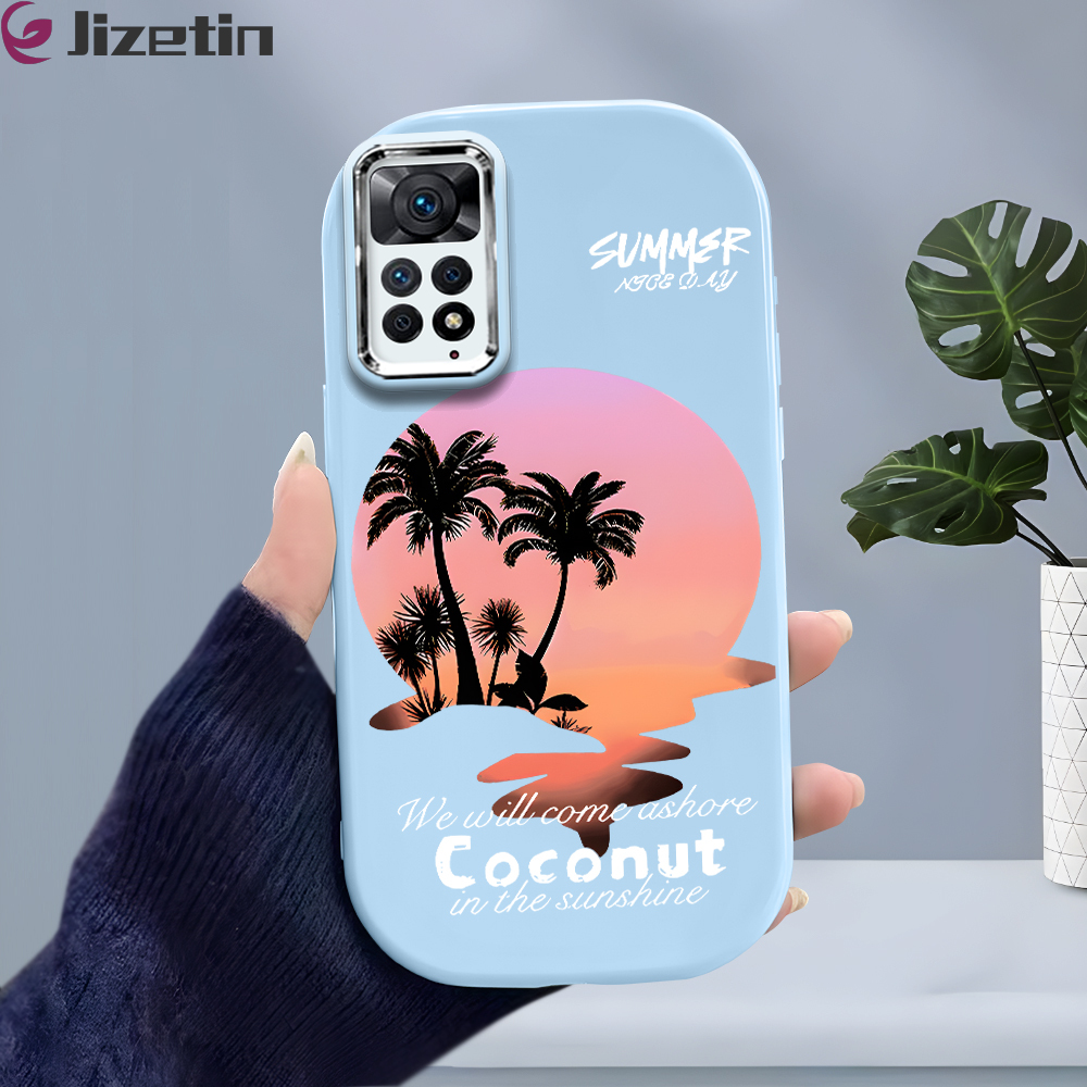 Jizetin for Redmi Note 11 Pro 4G 5G Redmi Note 12 Pro 4G Back Cover Summer Island Bright Lens Frame Candy Soft Rubber Phone Cases