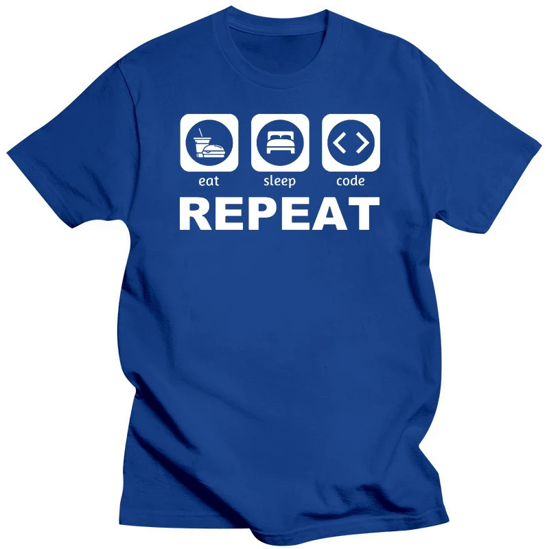 100% Cotton Unisex Shirt Programmer Eat Sleep Code Repeat Developer Coder Minimalist Artwork Gift Tee. 