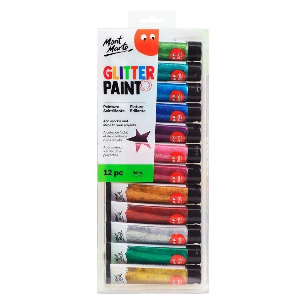 Mont Marte Kids Glitter Paint 12pc x 36ml | Daraz.com.bd