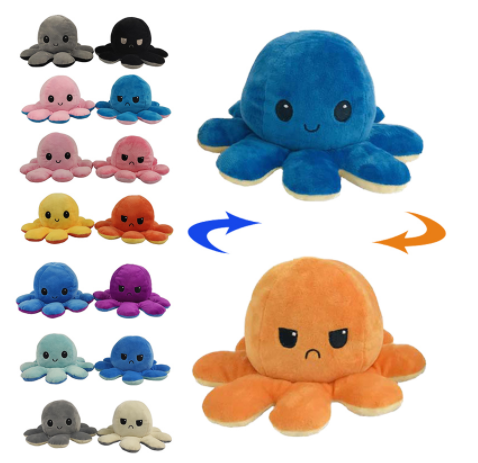 Reversible Flip Stuffed Octopus Plush Doll Soft Simulation Reversible Plush Toy Double-sided Color Flip. 