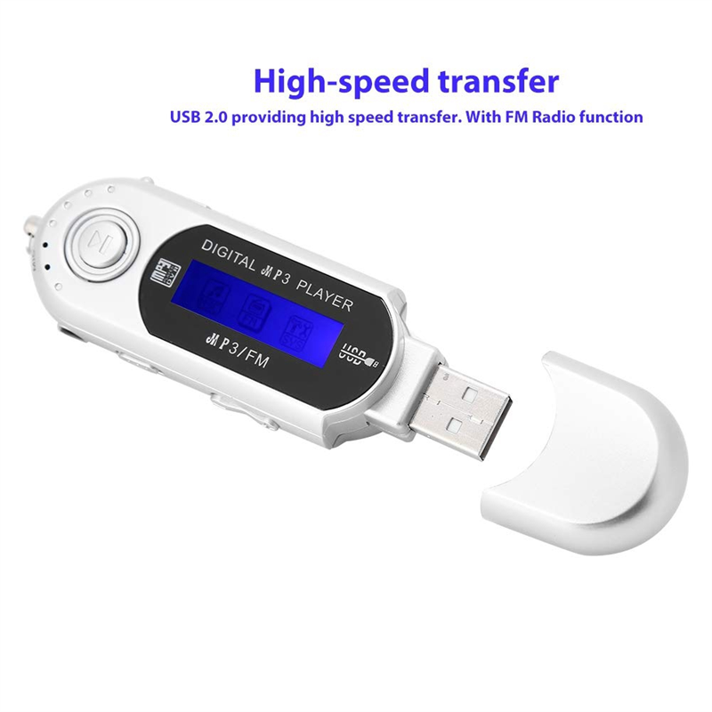 MP3 Player MP3 USB Player Music FM Radio with Earphone 8GB, Portable with LCD Screen for Walking Running (Blue). 