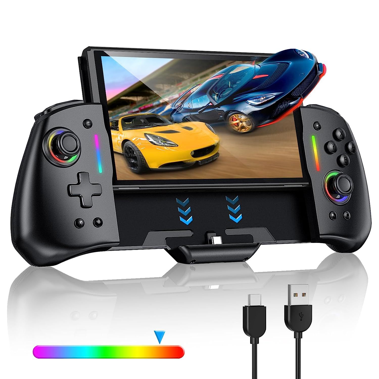 LinYuvo YS45 Pro Controller For Nintendo Switch RGB Colorful Light Game Joypad Consol Wired Handle Controller Joypad Gamepad. 