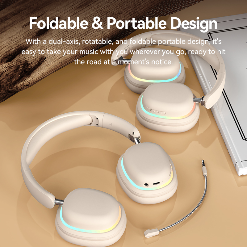 New SY-T3 Head-mounted wireless Bluetooth Luminous headphones detachable long Mic foldable rotating music game headset. 