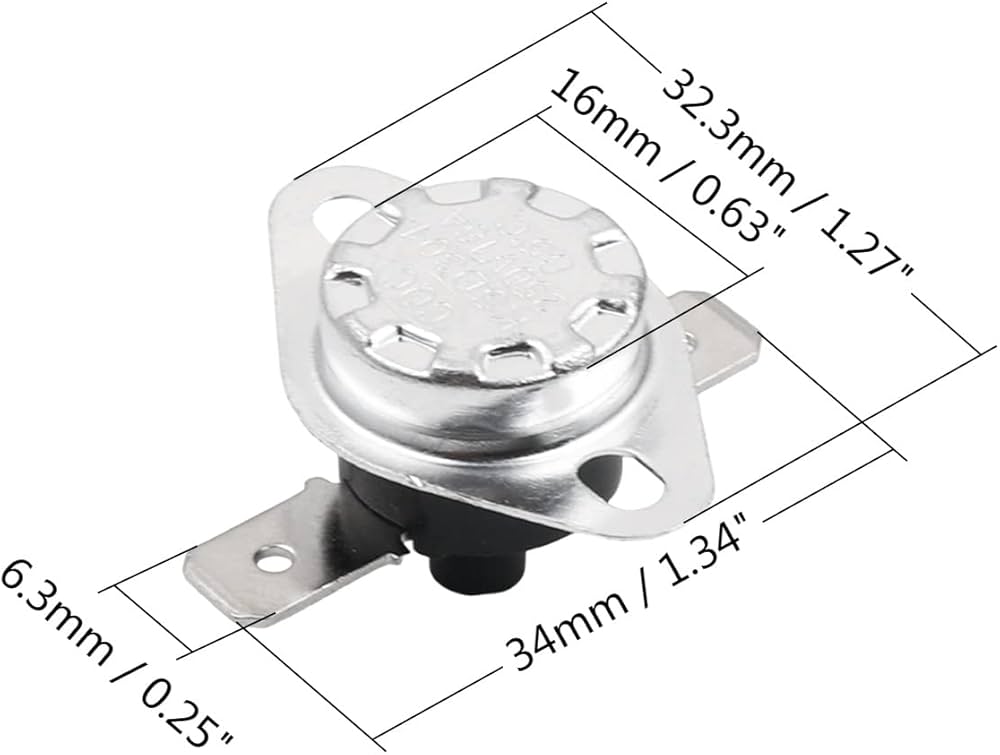 TEMPERATURE SWITCH THERMOSTAT KSD301 80/90/95/145/165/185/195 DEGREE CELSIUS 250VOLT 10 AMPERE 01 PCS. 