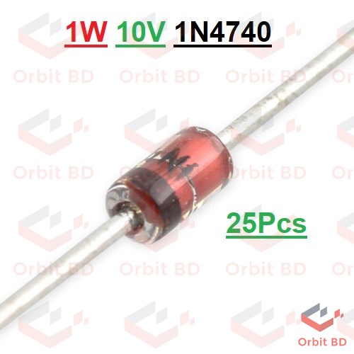 25Pcs- Zener Diode 1W 10v 1N4740 Through Hole Voltage Regulator Zener Diodes DO-41 DIP Values Assortment Kit For Electronics DIY. 