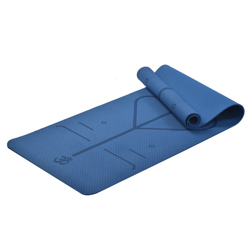 Asana line single and double color tpe yoga mat elastic fitness exercise mat beginner anti slip yoga mat can uv print. 