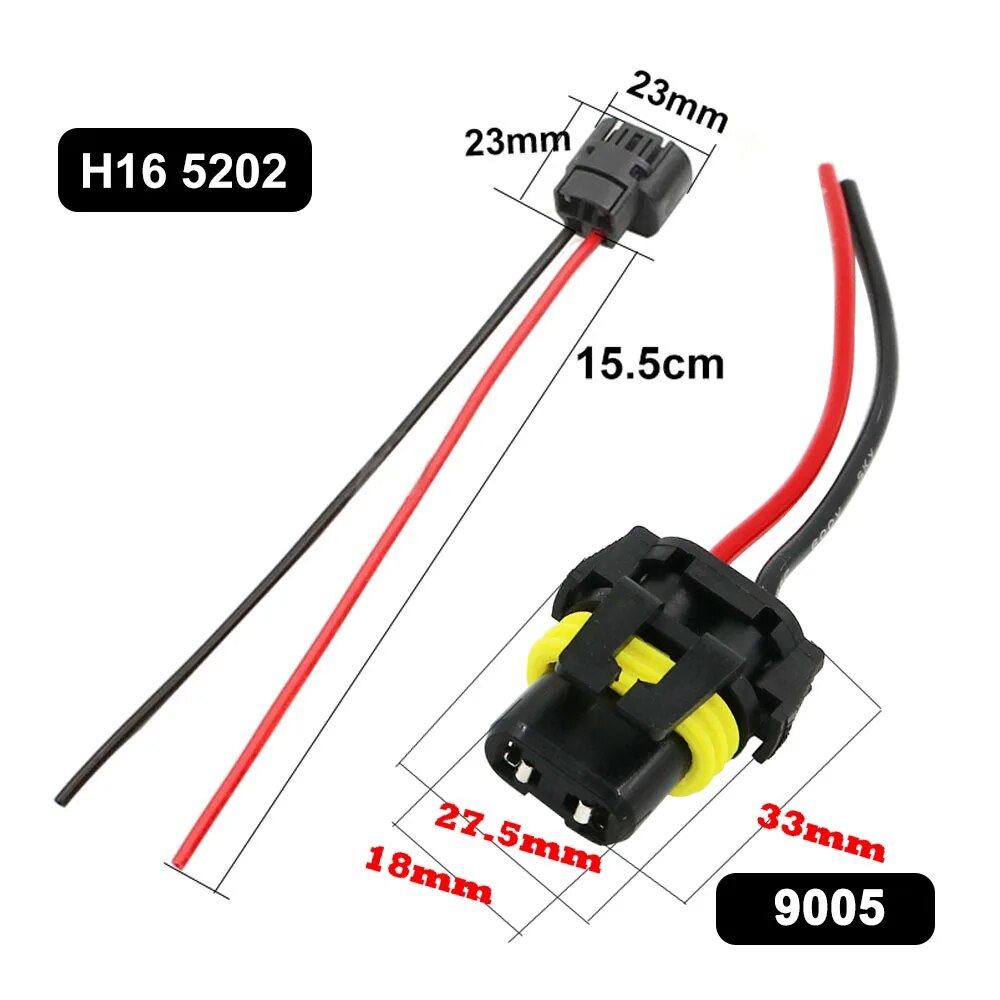 1Pcs H4 H7 H11 H13 H16 5202 Female Adapter Sockets pigtail Wiring Harness Connector Holder Plug For Headlight Fog Light Retrofit. 