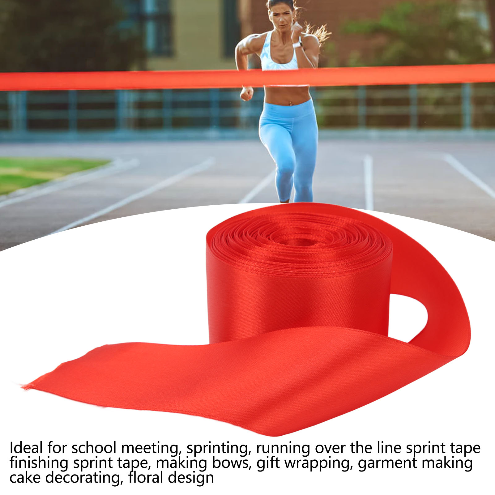 Sprint Finishing Line Red Race Satin Ribbon For School Meeting. 