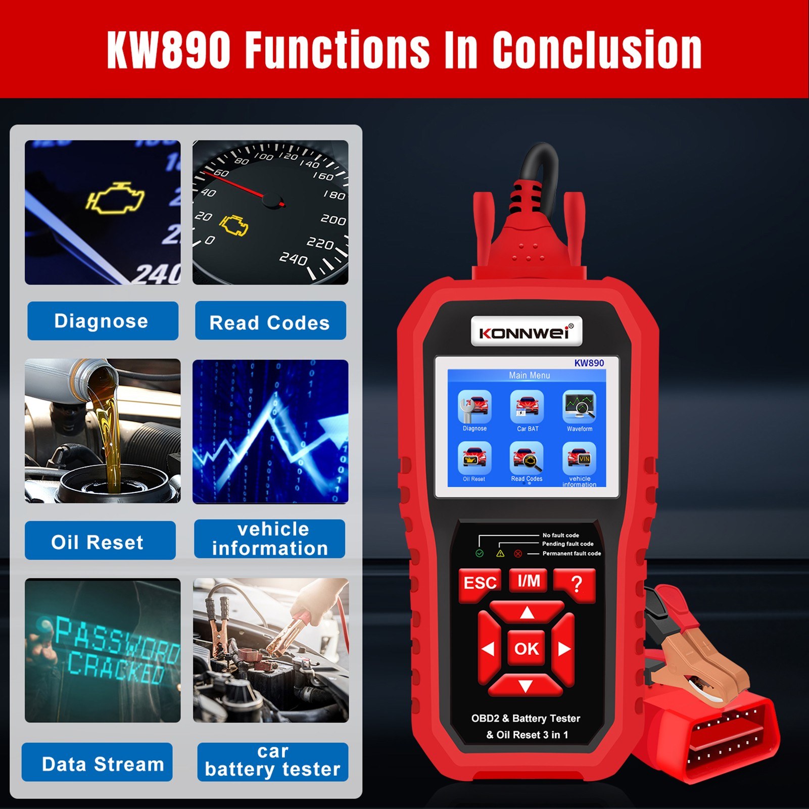 KONNWEI KW890 Professional OBDII Scanner Auto Code Reader. 