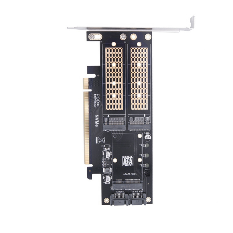3 in 1 Desktop Computer Riser Card PCIE X16 to M.2 M Key NVME SSD M.2 B Key SATA SSD Adapter Card. 