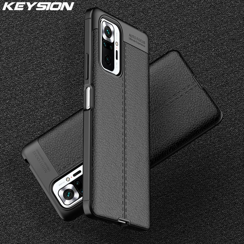 KEYSION Shockproof Case for Redmi Note 10 10 Pro Leather Texture soft silicone Phone Back Cover for Xiaomi Redmi Note 11 Pro Max