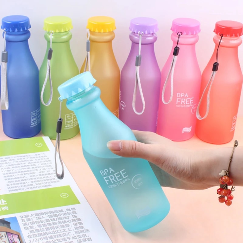 550ML BAP FREE Water Bottle Unbreakable Frosted Sport Kettle Drinking Bottle Outdoor Portable Leak-proof Water Bottle with Rope. 