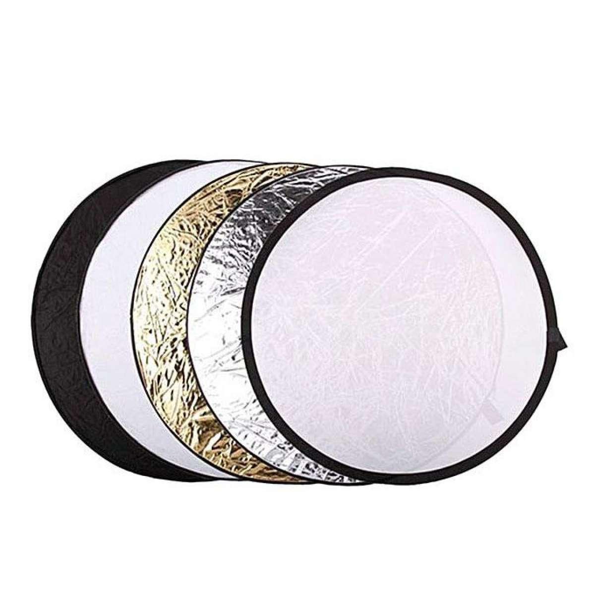 5-in 1 connectable 110cm 43 "Light Flash Studio Reflector Round Defisger-Black