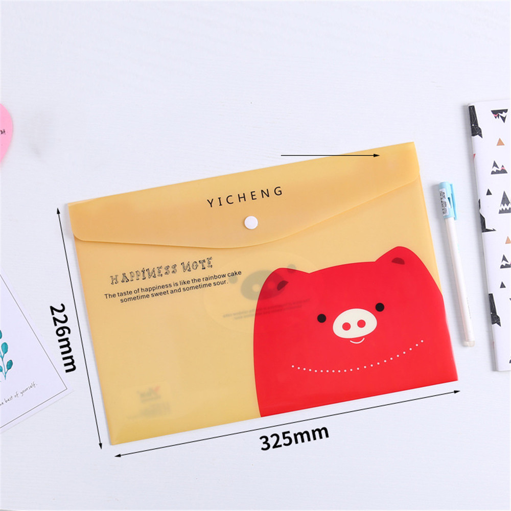 Upscaled Quality - PVC Folder Pen Box Cute Cartoon File Bag Office Information Bag Pen Box Snap Button PVC Folder - Innovative Design. 