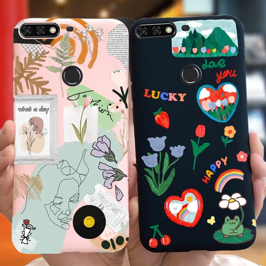 For Huawei Y7 Prime 2018 Lovely Printing Macaroon Silicone Soft Phone Case Back Cover For Huawei Y7 (2018) Y7Prime LDN-LX3 LX2. 