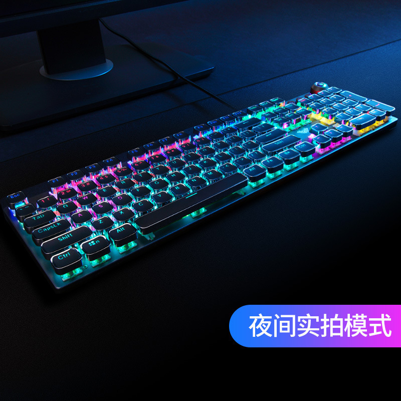Tarantula F2058 Mechanic Chicken Keyboard Black and Blue Axis Mesh Jia Home Punk Game Hand Holder Mechanical Keyboard. 