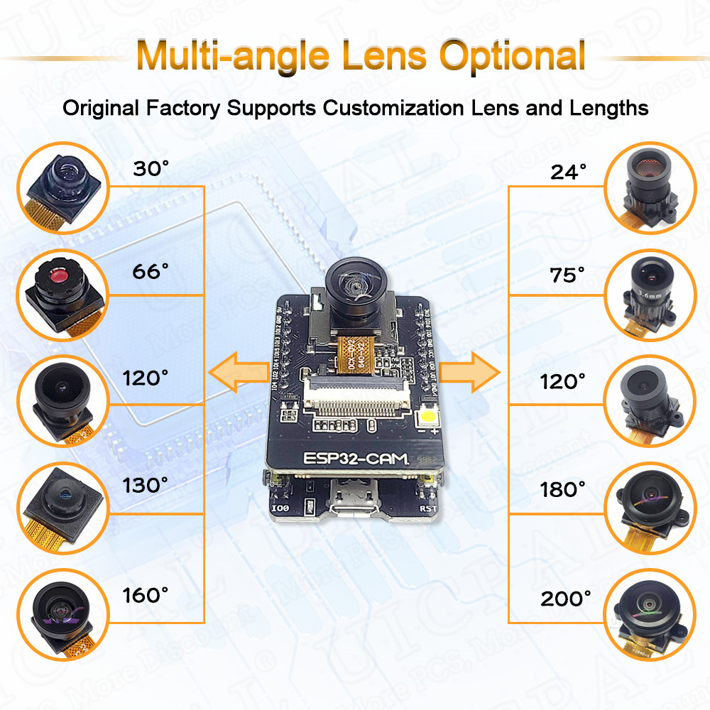 OV2640 CAM Camera Module for ESP32 CAM Camera Module 66 120 160 Degree 650nm 850nm Night Vision 24PIN 0.5MM Pitch 75MM 1632*1232. 