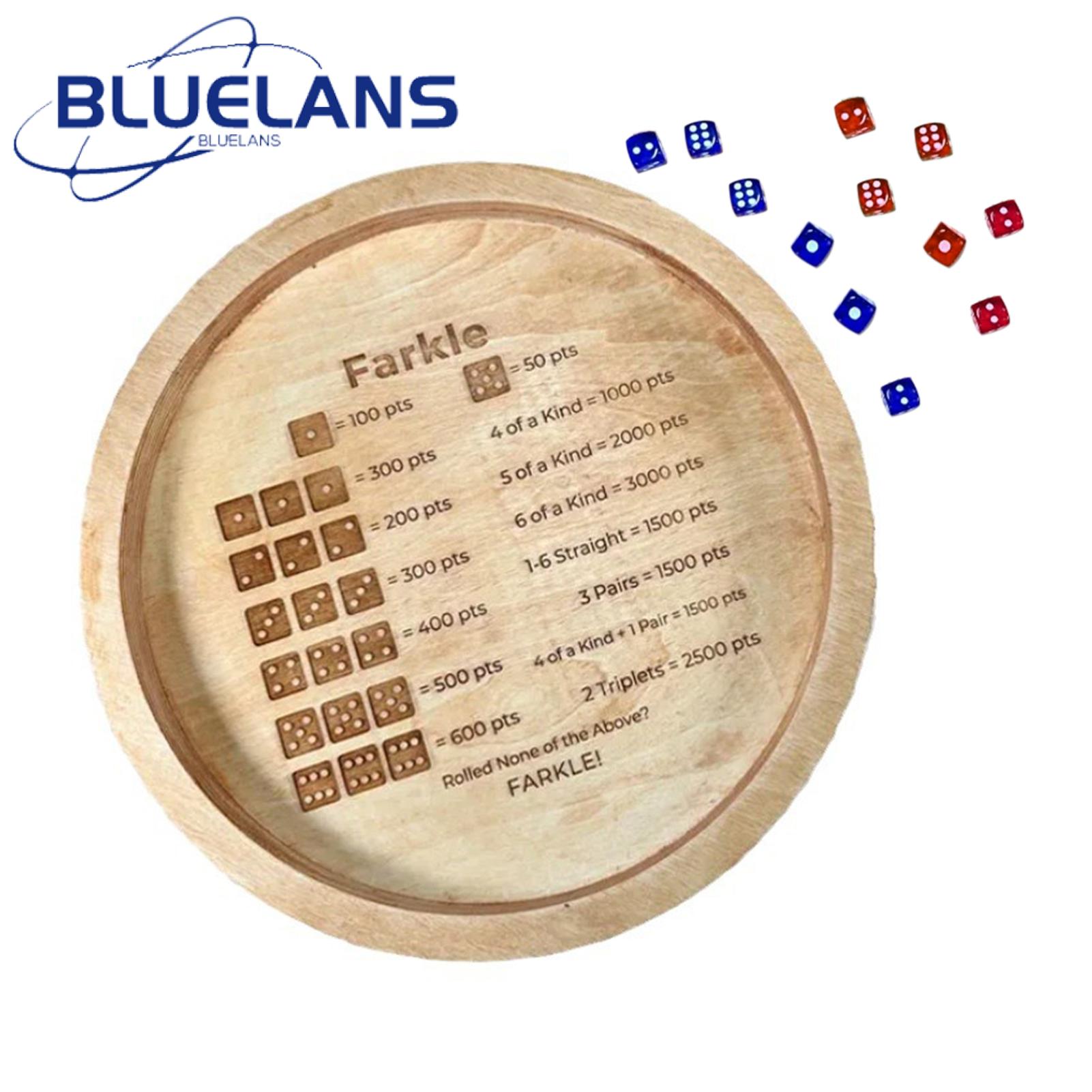 Dice Rolling Tray Wooden Farkle Dice Tray Set with 6 Dices Perfect for Family Game Night Parties Ideal Gift for Dice Game Fans