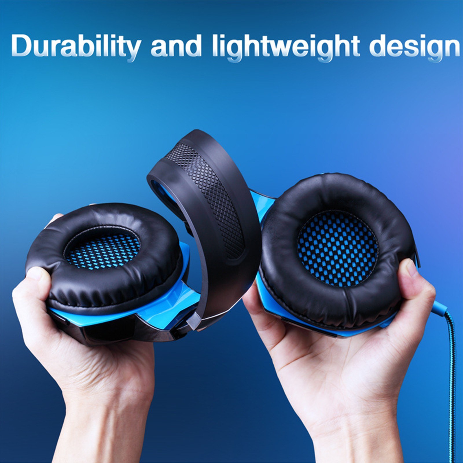 KOTION EACH G2000 Over-Ear Gaming Headset with 50mm Driver Unit Skin-Friendly Breathable Ear Pads High-Fidelity Noise Reduction 360-Degree Surround Sound Cool Glowing Design and 120-Degree Rotating Microphone. 