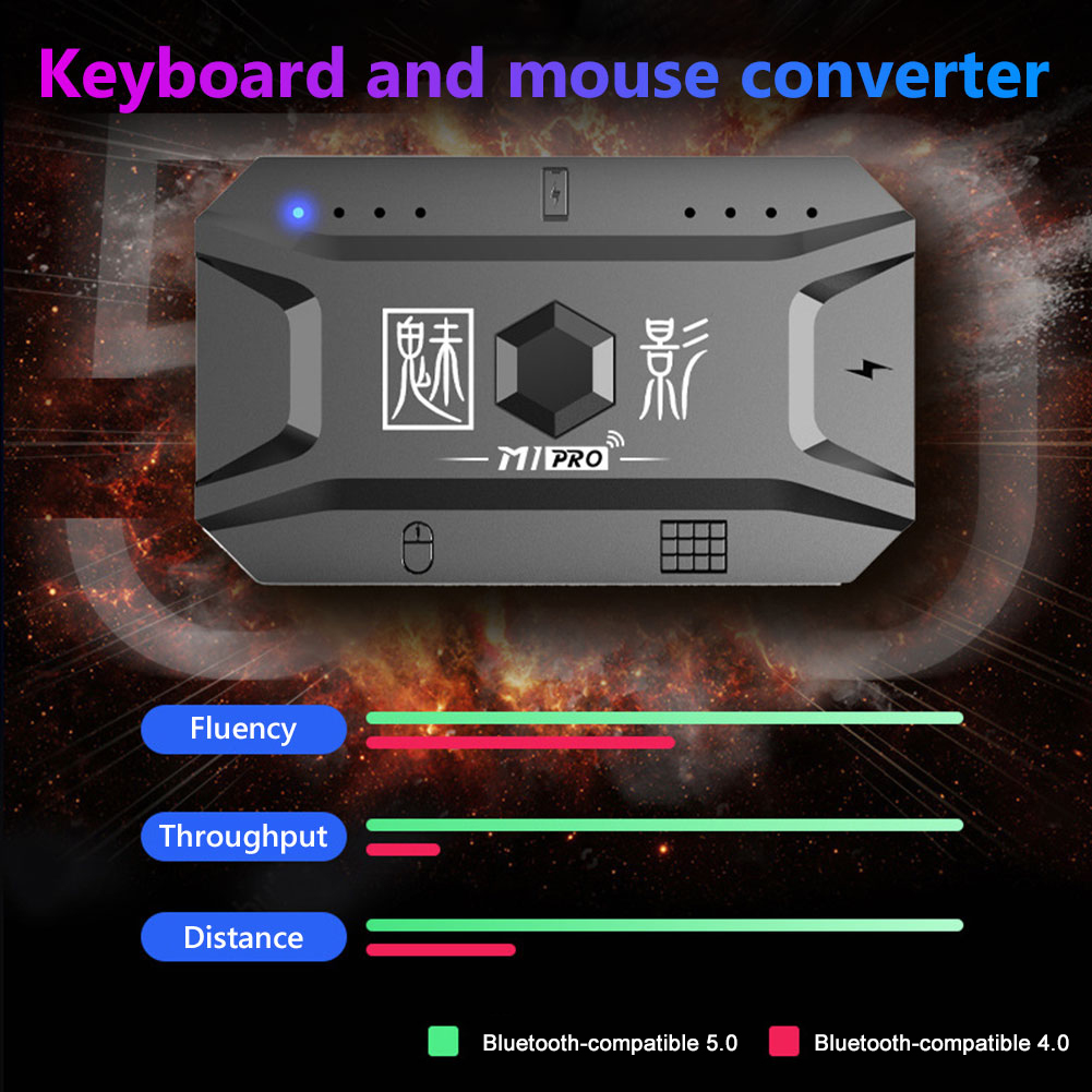 M1 Pro Keyboard Mouse Converter Portable Mobile Game Keyboard and Mouse Adapter BT5.0 Support for Tablet/Laptop/Mobile. 
