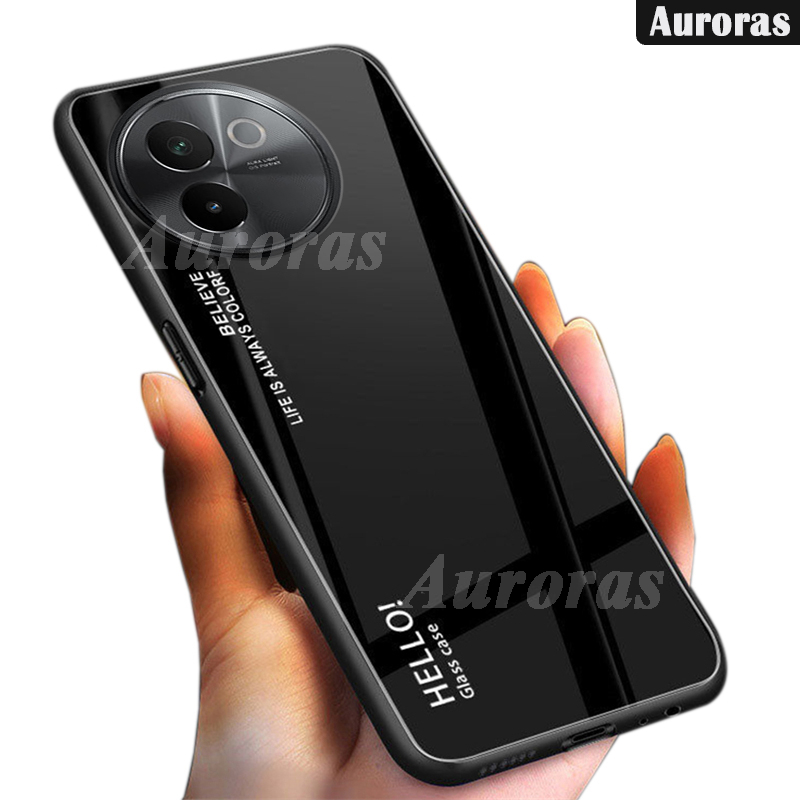 Phone cover For Vivo V30E case shell Gradient 9H Tempered Glass Protector Colorful Soft Edge For VIVO V30E Cases Housing