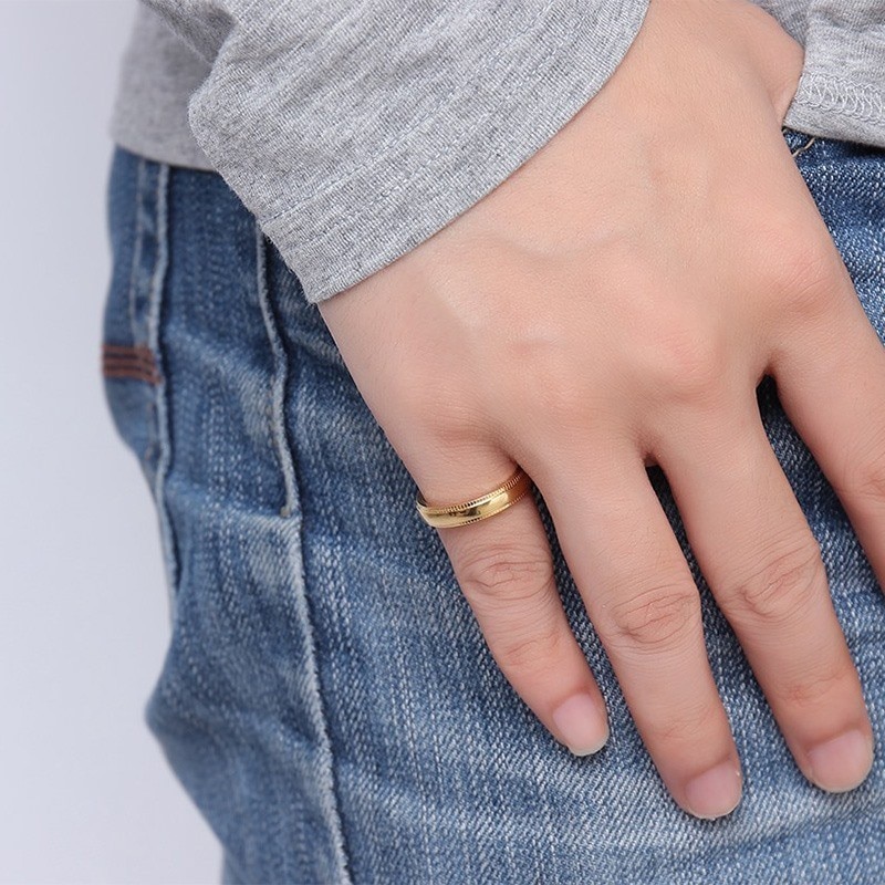 Vnox Mens Little Finger Ring Gold Color Stainless Steel anillo masculino Male Jewelry. 