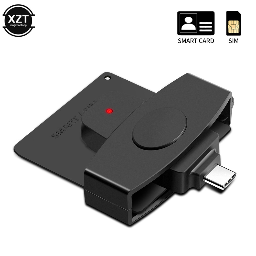 62*24mm USB C Smart Card Reader Sim Cloner Type C Adapter for DINE dni Citizen ID Bank EMV SD Card External for Mac/Android OS. 