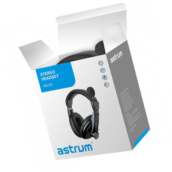 Astrum HS120 / HS125 Dual Plug Large Stereo Headphones with Mic Large Cup Wired Headset with Mic For Computer Laptop. 