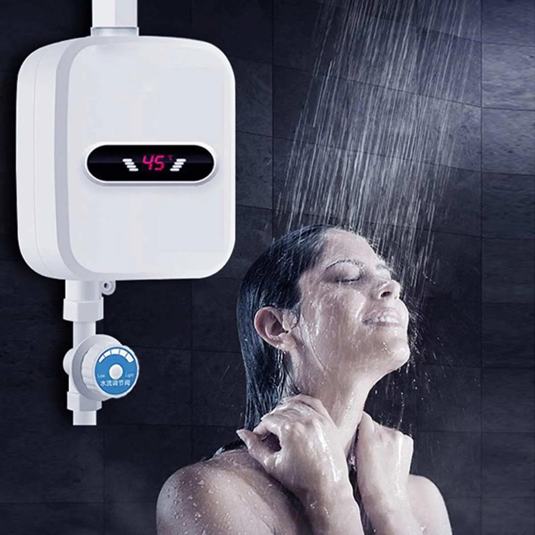 RX-021 Thermostatic Water Heater with Shower and LCD Screen, Boiler Hot Water Heater in 3 Seconds with 3500W. 