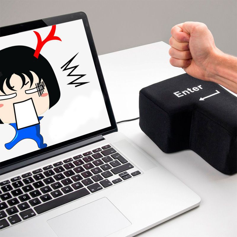 Enter Key Pillow, Big USB Enter Button Stress Relief Vent Tools, Unbreakable Rel. 