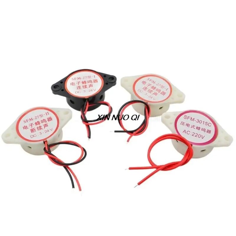 2Pcs/lot High decibel SFM-27 active buzzer 3-24 v acoustic sound 3015 consecutive Continuous intermittent sound alarm 220V. 