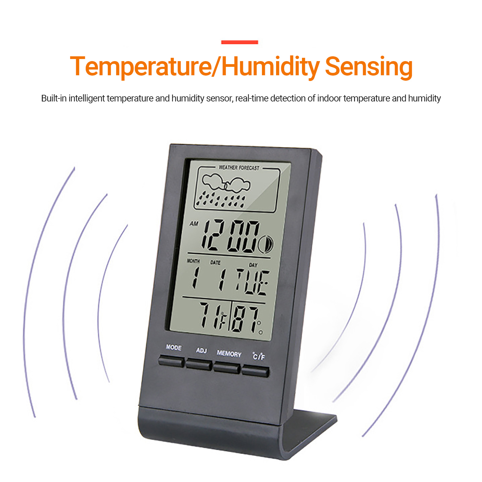 Digital Thermometer Large Screen High Precision ABS Indoor Temperature Humidity Meter for Weather Station. 