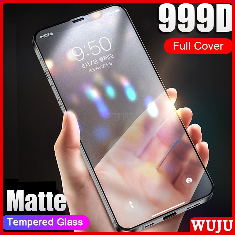 WUJU 999D Matte Anti-fingerprint Full Cover Tempered Glass For iPhone 11 12 13 Pro Max 12 13 mini XS Max X XR 7 8 6 6S Plus SE No Fingerprint Matte Tempered Glass Screen Protector Film