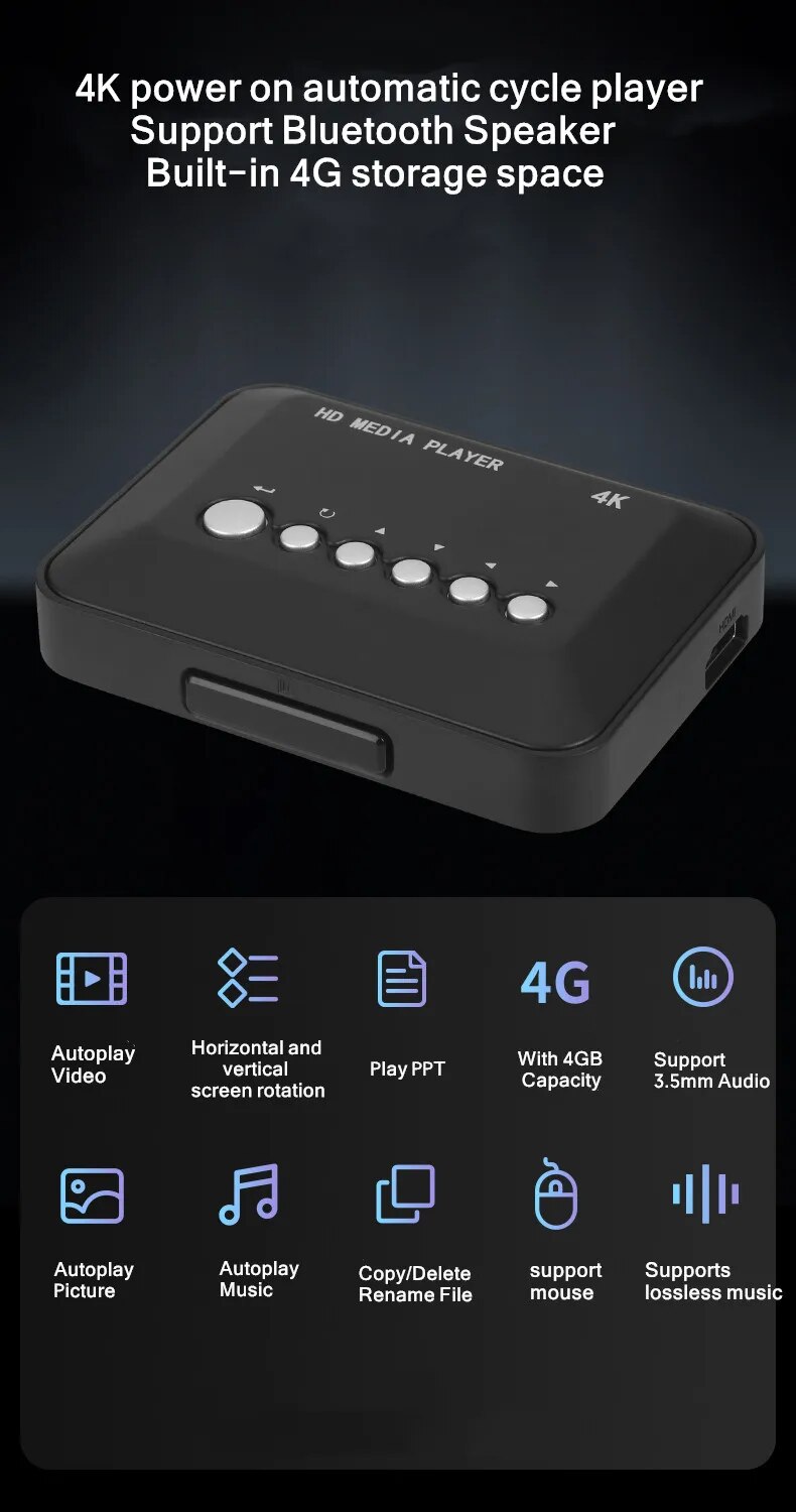 New X18 Autoplay 4K Media Player Support SD Card USB Disk HDD 2K 1080P Full HD MultiMedia Box TV Monitor Advertise AD Player. 