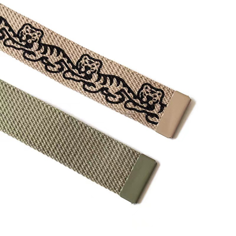 HUMAN MADE love metal buckle tiger string label canvas belt men's same style is young. 