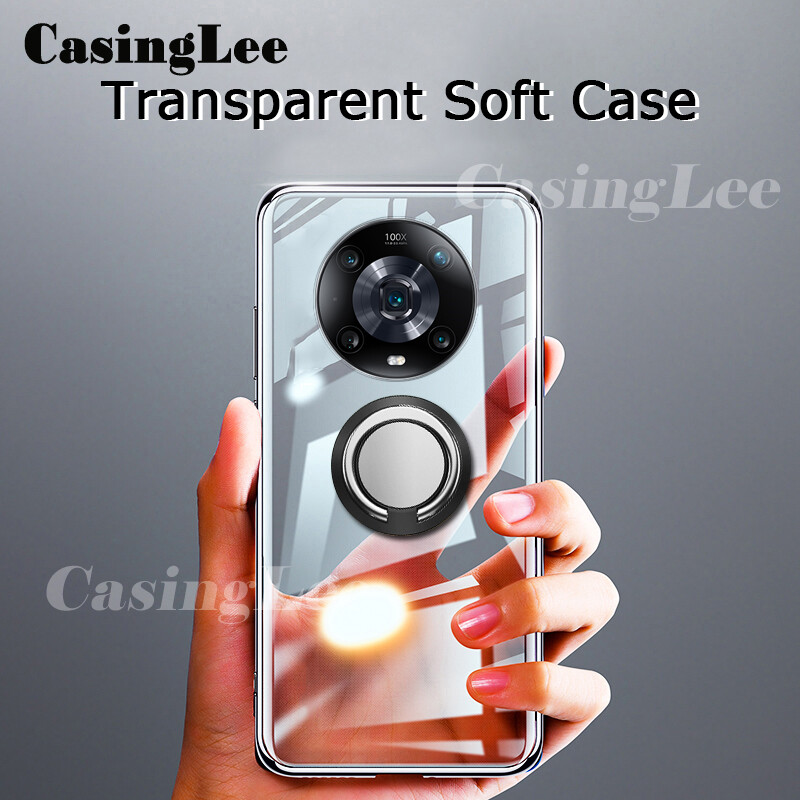 Casinglee For Honor Magic 4 Pro Case Soft Clear Transparent Shockproof Car Magnetic Holder Ring Back Cover Honor Magic4 Pro Phone cases cover For girls and Boys