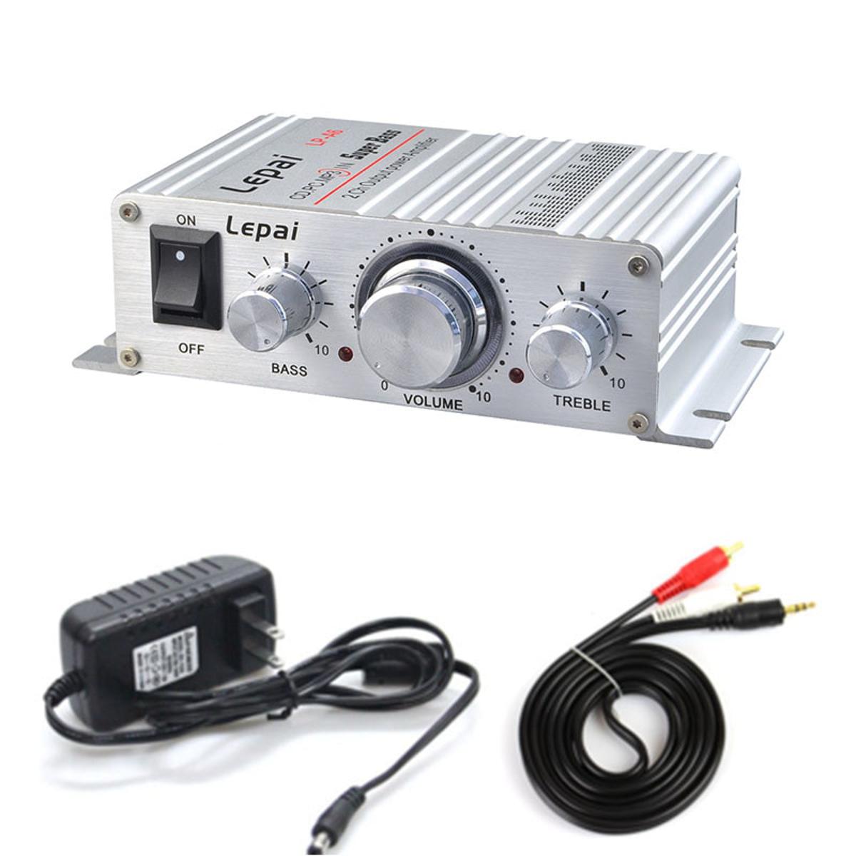 Lepy A6 s 2x15W 2.0 Channel Mini Stereo Class AB dac Bass And Treble Adjust DC 12V For Car Amp - With wer