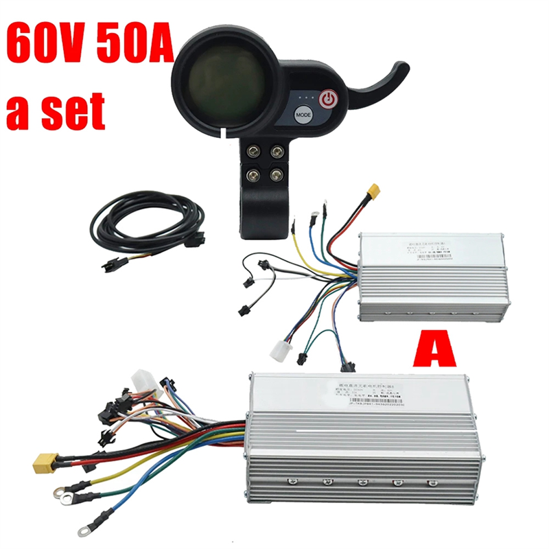 60V 50A Brushless Controller Dual Motor+36V-60V LCD Display Dashboard for Electric Scooter E Bike Replacement Parts. 