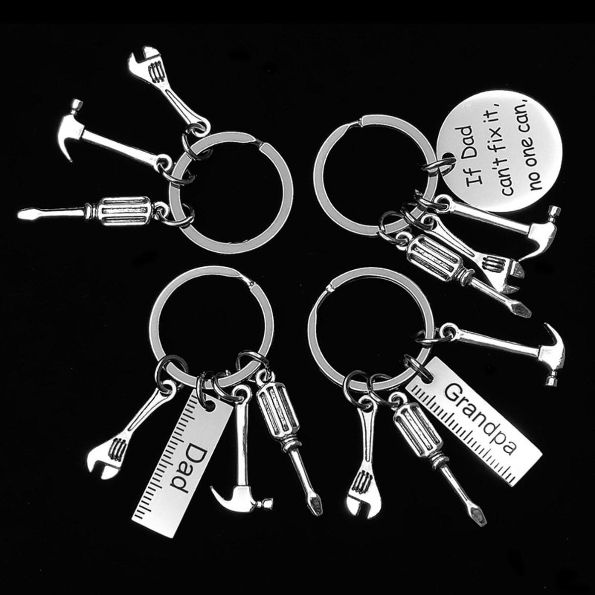 Key Ring Ruler Hammer Wrench Screwdriver Dad Dad's Tool If Dad Keychain Key Chain Accessories Cute